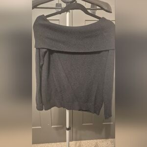Anthropologie Charcoal Off-Shoulder Sweater
